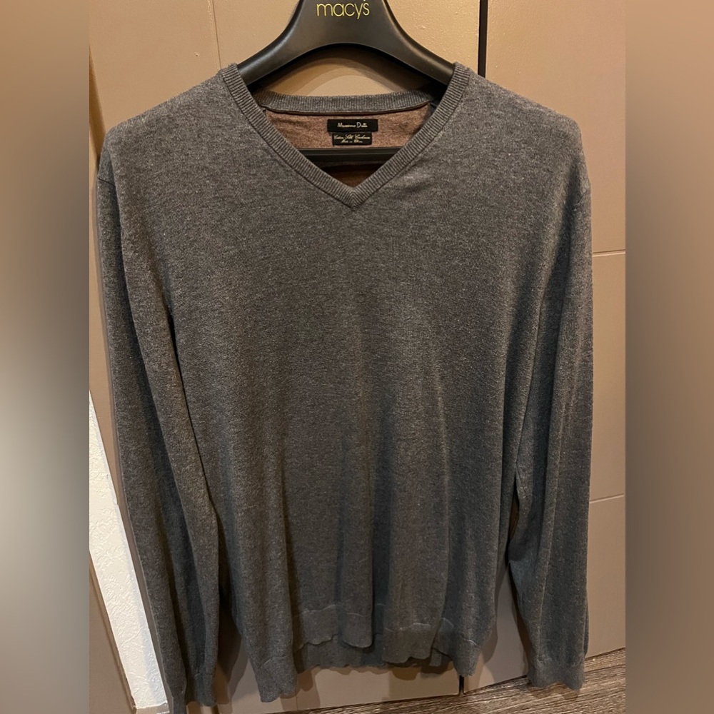 Massimo Dutti cotton silk and cashmere v-neck with elbow patches jumper sweater